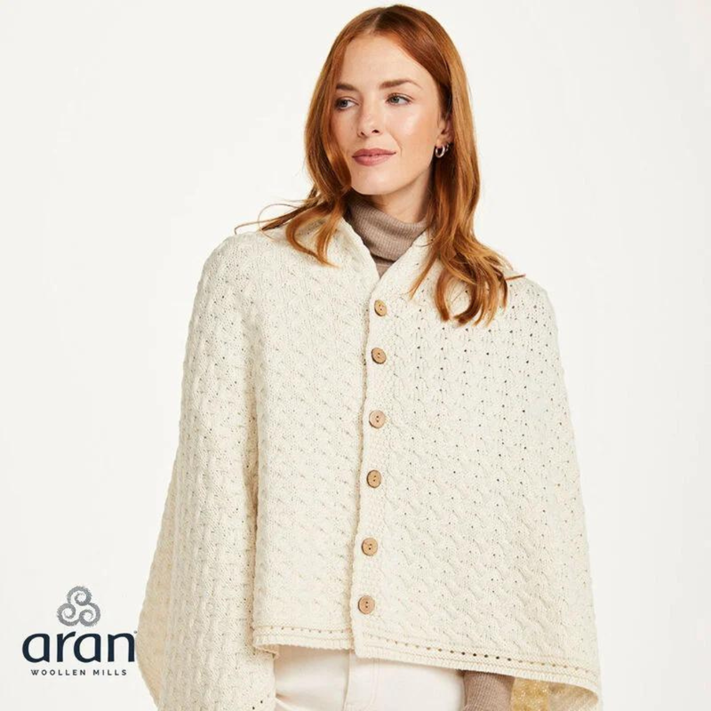 Aran Super Soft Merino Poncho Natural